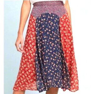 Anthropologie Meadow Rue Chiffon Patchwork Handkerchief Style Skirt Size 8